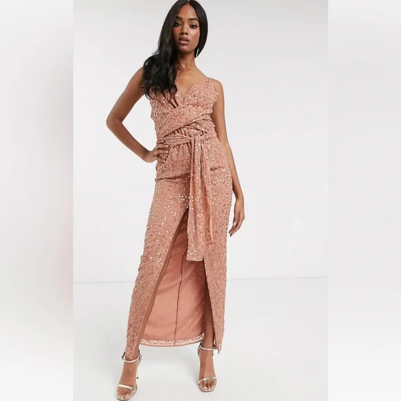 asos wrap sequin dress ASOS DESIGN sequin wrap mini dress in white sequin